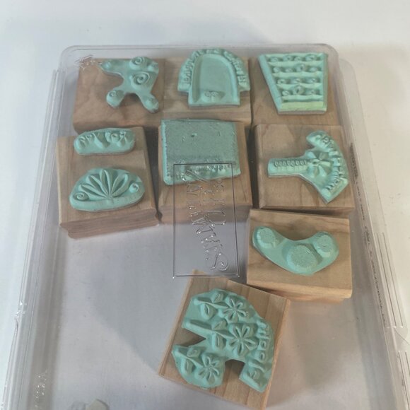 Stampin Up Funfilled Rubber Stamps Set Wood Blocks 2005 Craft Stamping Supplies - Picture 3 of 3